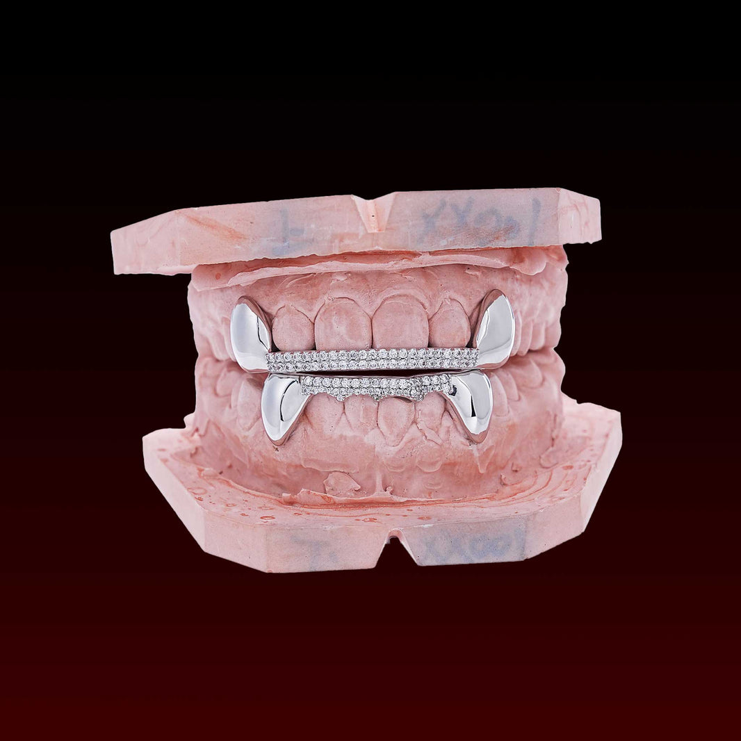 Polished Fang Moissanite Custom Bar Grillz
