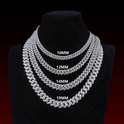 S925 Prong Moissanite Cuban Chain
