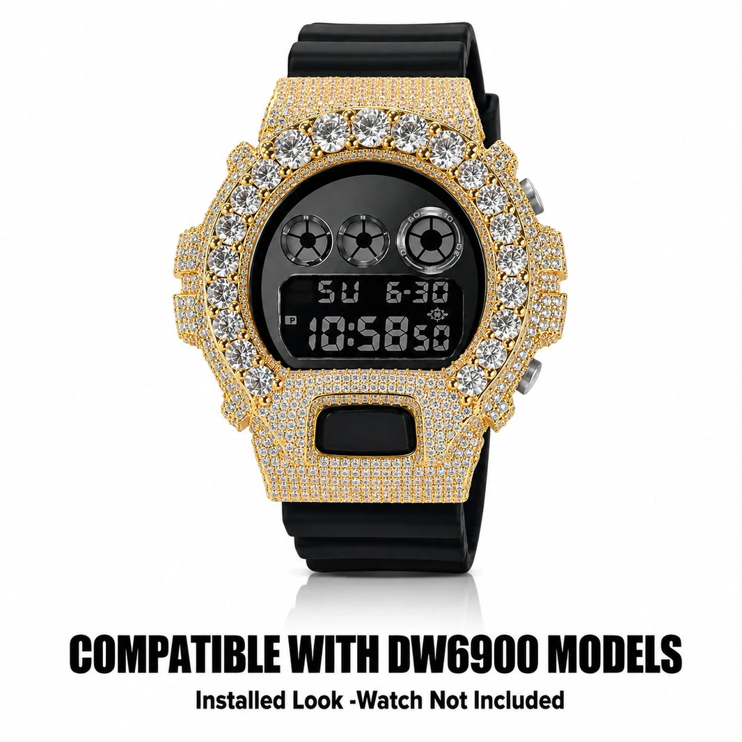 Round Stone Halo Watch Bezel Compatible with DW6900