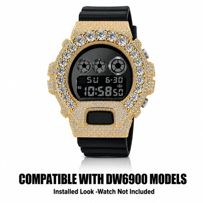 Round Stone Halo Watch Bezel Compatible with DW6900