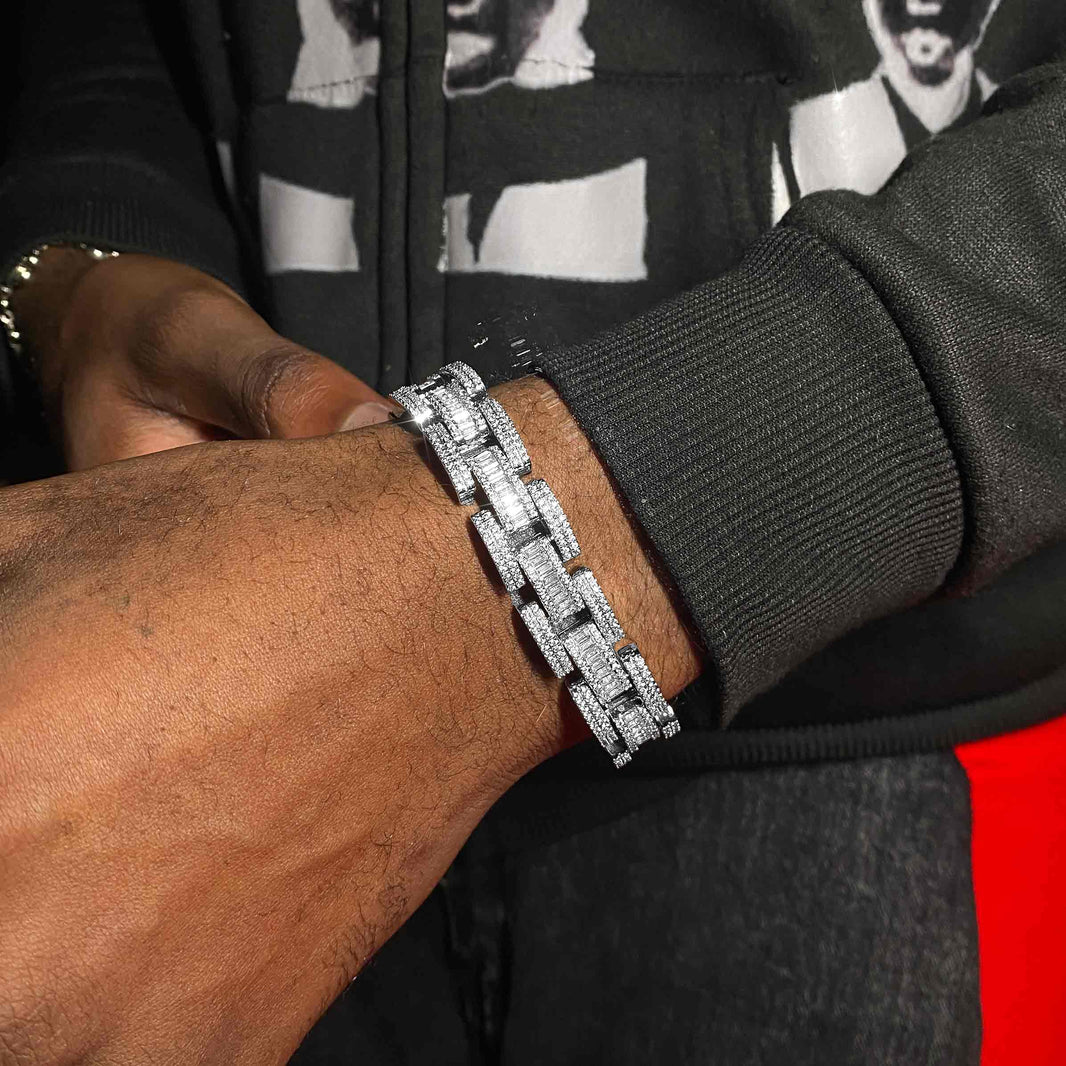 3 Row Baguette & Round Moissanite Bracelet