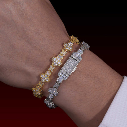 Cluster Cross Iced Tennis Bracelet