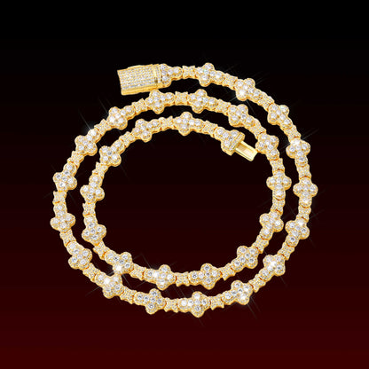 Cluster Cross Iced Tennis Chain