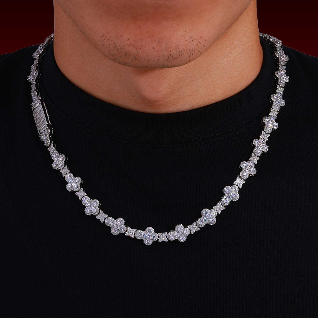 Cluster Cross Iced Tennis Chain