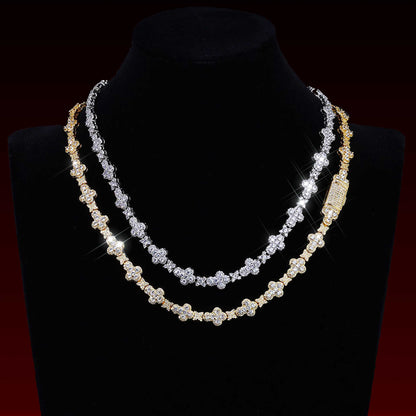 Cluster Cross Iced Tennis Chain
