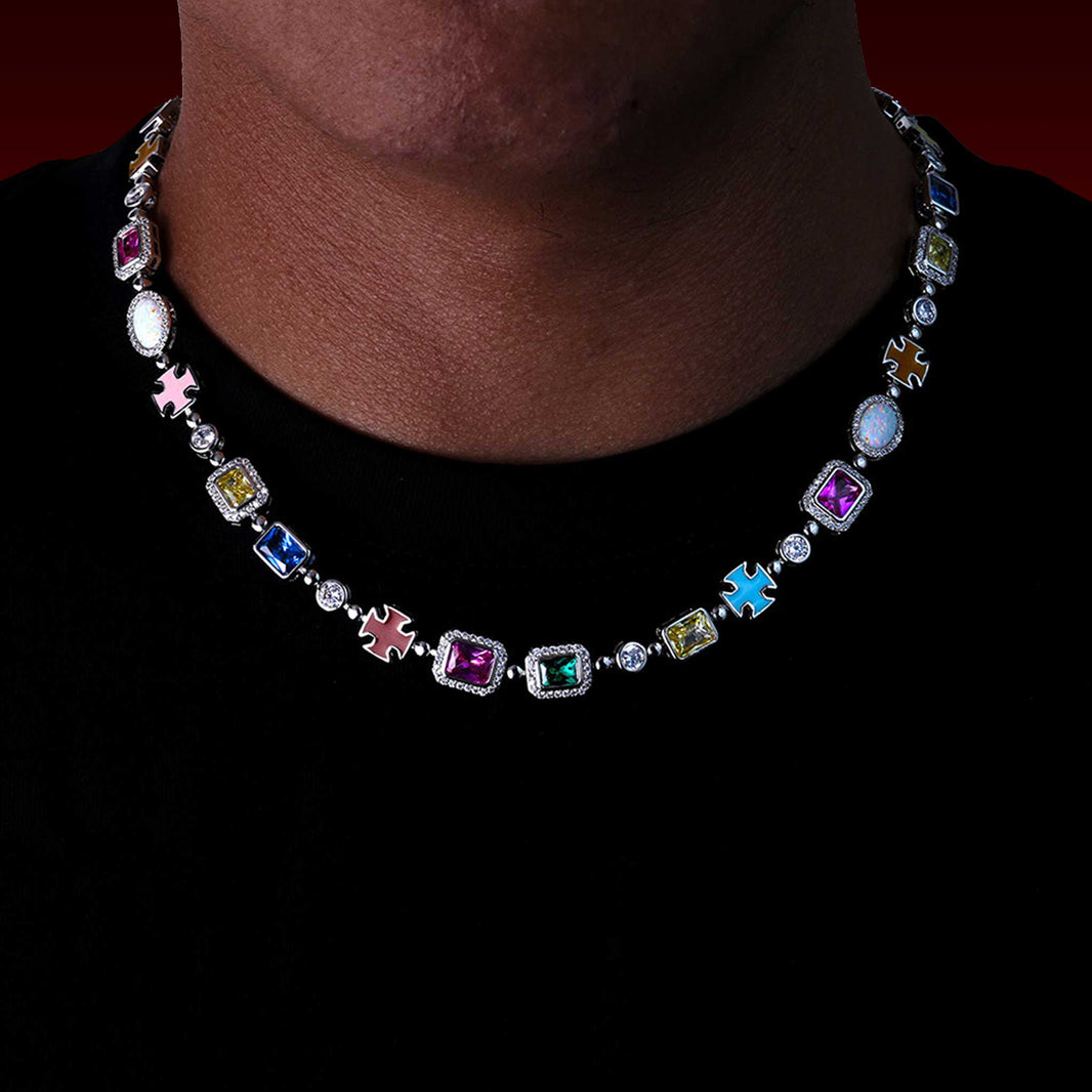 S925 Opal Multi Color Gemstone Chain