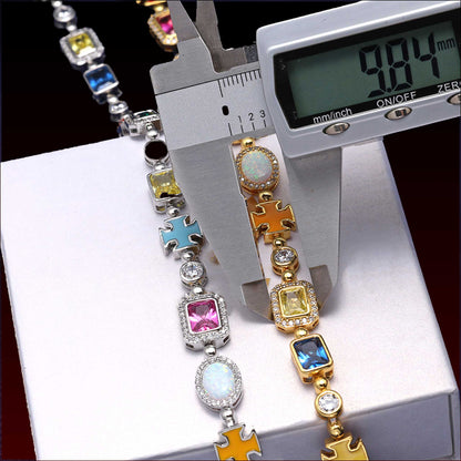 S925 Opal Multi Color Gemstone Chain
