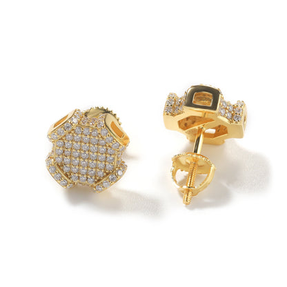 S925 Geometric Octagon Stud Earrings