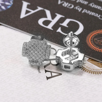 S925 Geometric Octagon Stud Earrings