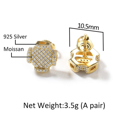 S925 Geometric Octagon Stud Earrings