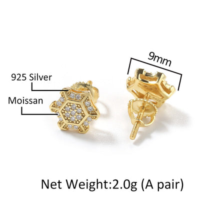S925 Geometric Star Stud Earrings