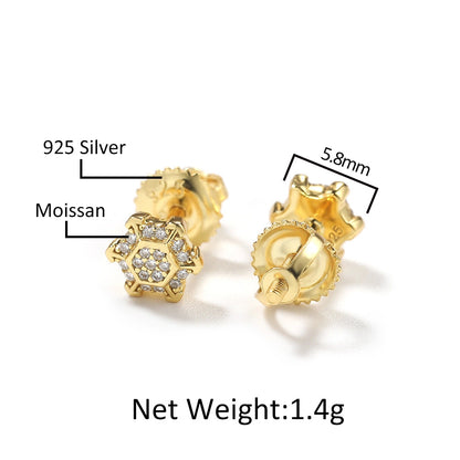 S925 Geometric Star Stud Earrings