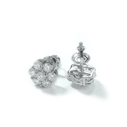 S925 Moissanite 8MM Cluster Stud Earring