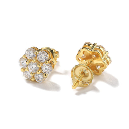 S925 Moissanite 8MM Cluster Stud Earring
