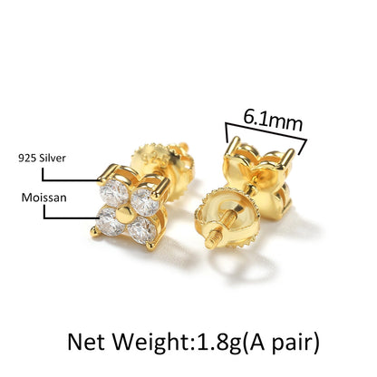 S925 Moissanite Four Stone Stud Earrings