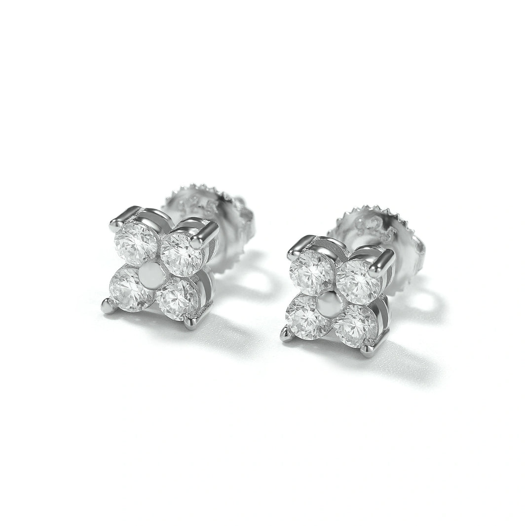 S925 Moissanite Four Stone Stud Earrings