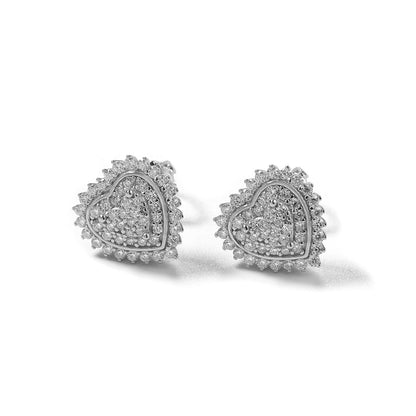 S925 Moissanite Heart Halo Stud Earrings