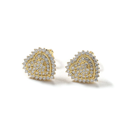 S925 Moissanite Heart Halo Stud Earrings