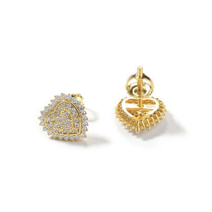 S925 Moissanite Heart Halo Stud Earrings