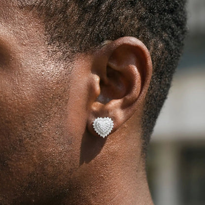 S925 Moissanite Heart Halo Stud Earrings