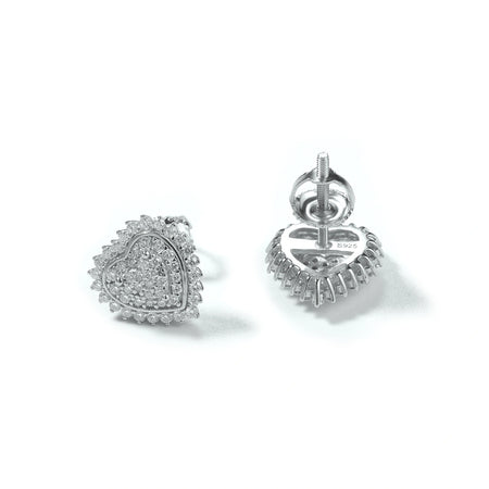 S925 Moissanite Heart Halo Stud Earrings