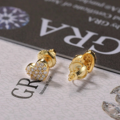 S925 Moissanite Heart Stud Earring