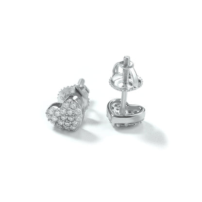 S925 Moissanite Heart Stud Earring