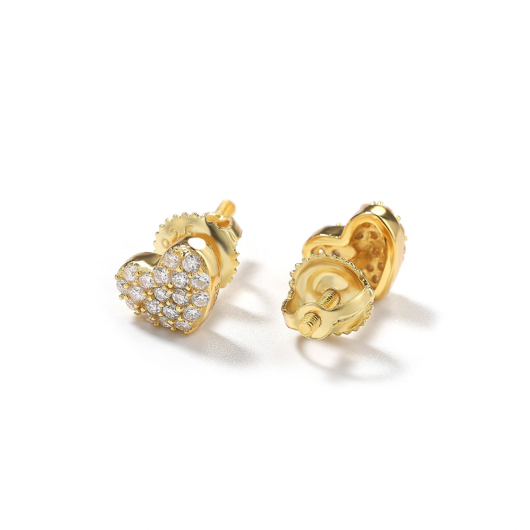 S925 Moissanite Heart Stud Earring