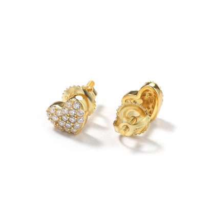 S925 Moissanite Heart Stud Earring