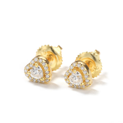 S925 Moissanite Heart Stud Earrings