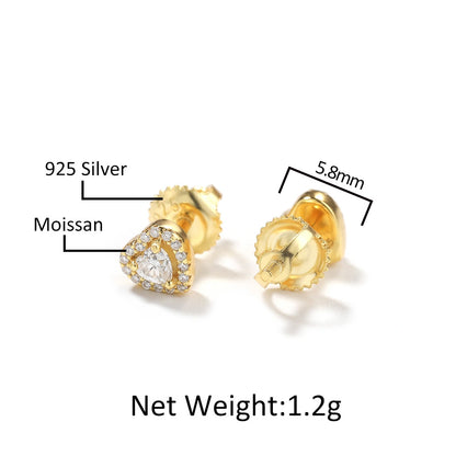 S925 Moissanite Heart Stud Earrings