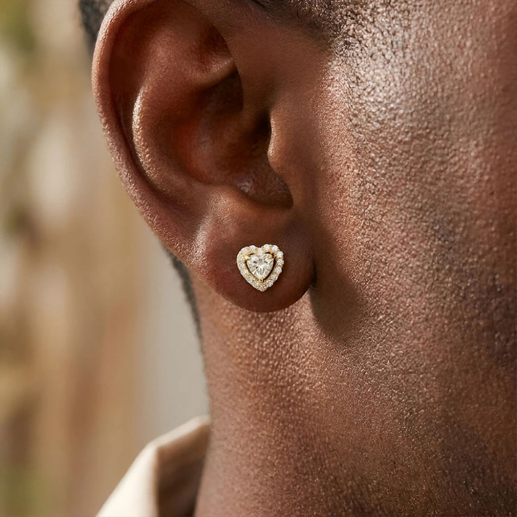 S925 Moissanite Heart Stud Earrings