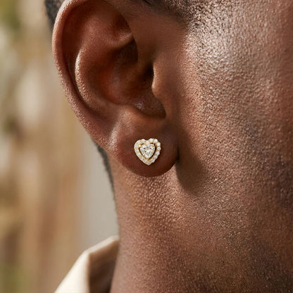 S925 Moissanite Heart Stud Earrings