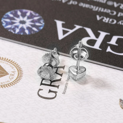 S925 Moissanite Heart Stud Earrings
