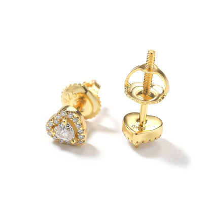 S925 Moissanite Heart Stud Earrings