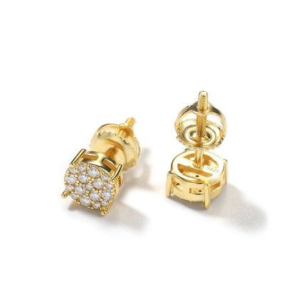 S925 Moissanite Round Cluster Stud Earrings