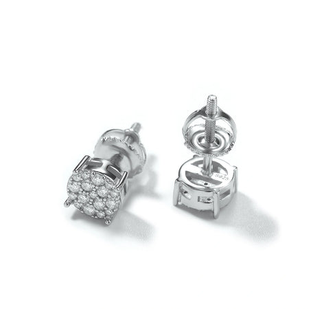 S925 Moissanite Round Cluster Stud Earrings