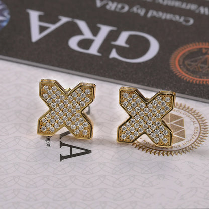 S925 Moissanite X Shape Stud Earrings
