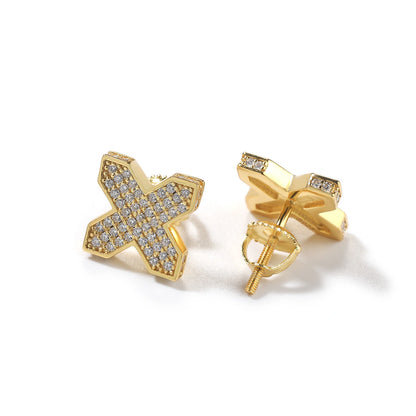 S925 Moissanite X Shape Stud Earrings