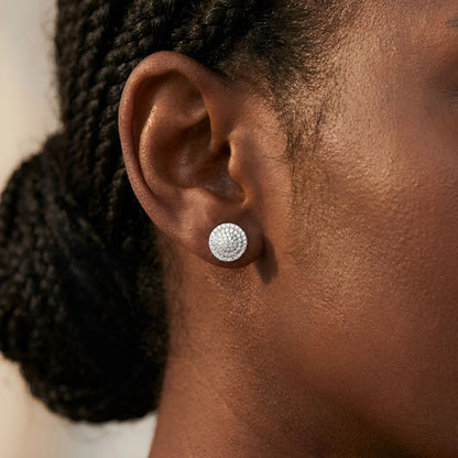 S925 Round Halo Cluster Stud Earrings