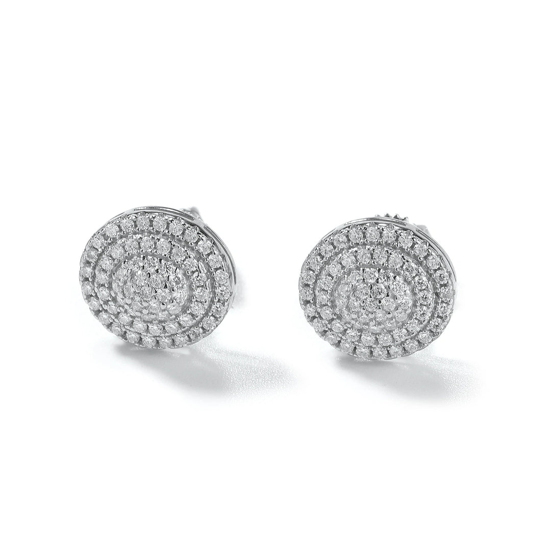 S925 Round Halo Cluster Stud Earrings