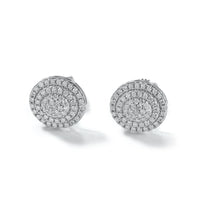 S925 Round Halo Cluster Stud Earrings