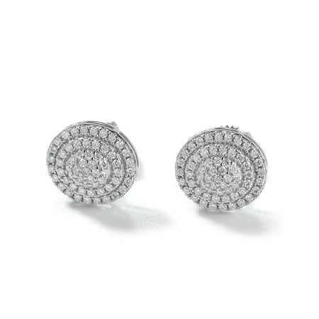 S925 Round Halo Cluster Stud Earrings