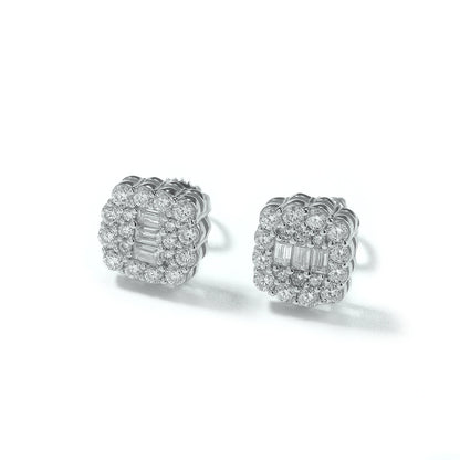 S925 Baguette Cluster Stud Earrings