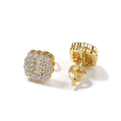 S925 Baguette Cluster Stud Earrings