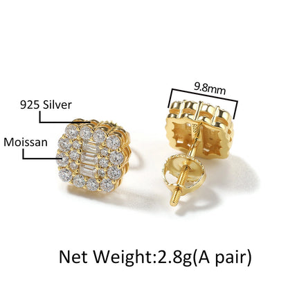 S925 Baguette Cluster Stud Earrings