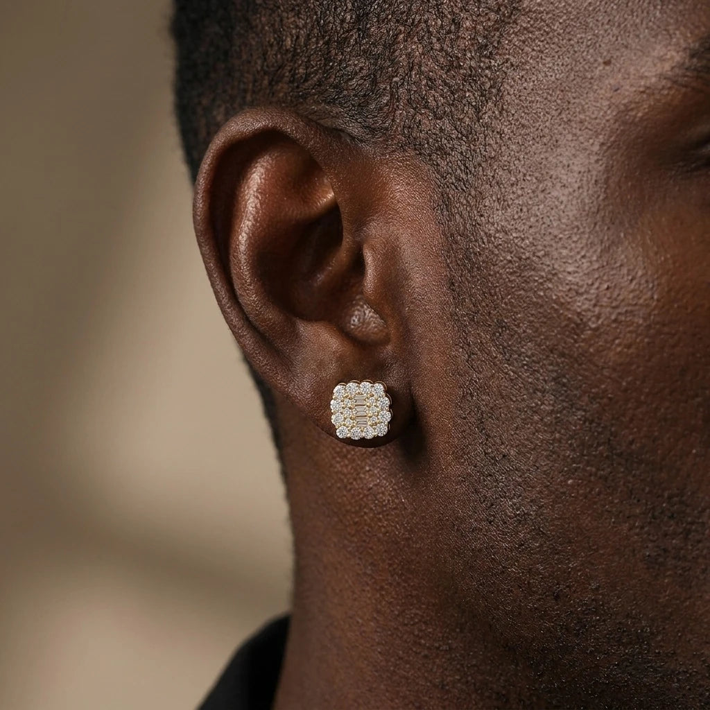S925 Baguette Cluster Stud Earrings