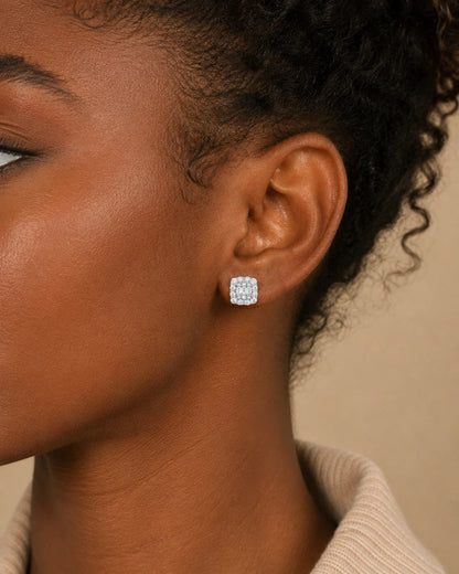 S925 Baguette Cluster Stud Earrings