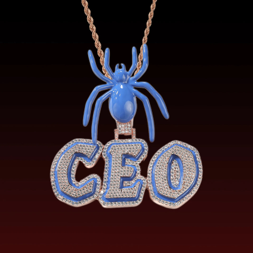 Spider Bail Enamel Custom Letter Pendant