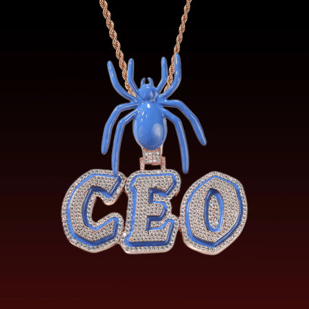 Spider Bail Enamel Custom Letter Pendant